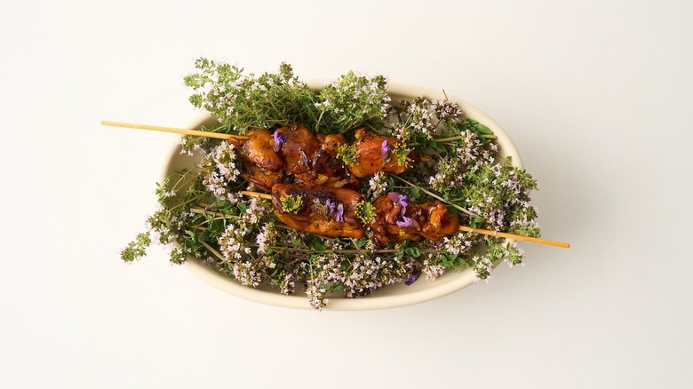 Skewer appetizer dish from The Rocher at the Ranch House