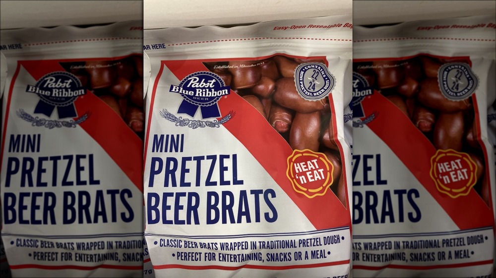 Pabst Blue Ribbon Mini Pretzel Wrapped Beer Brats