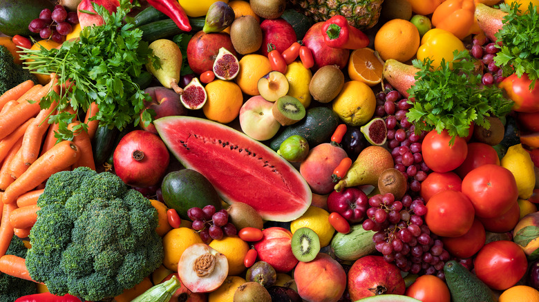 An array of fruits and vegetables