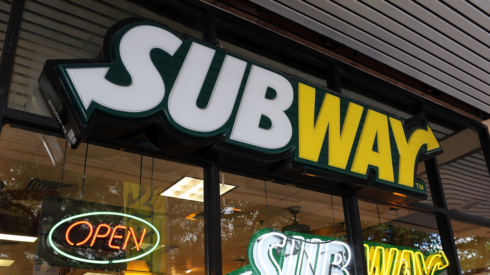 The exterior of a Subway