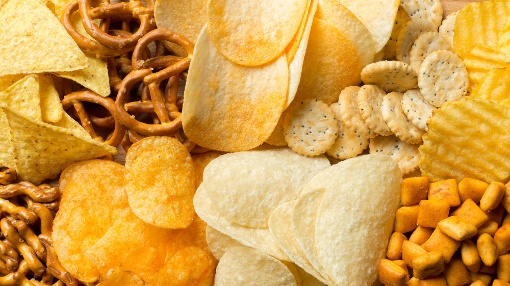 Assortment of chips and snacks