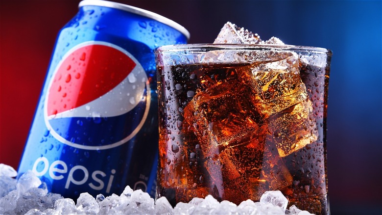 Glass of Pepsi with ice