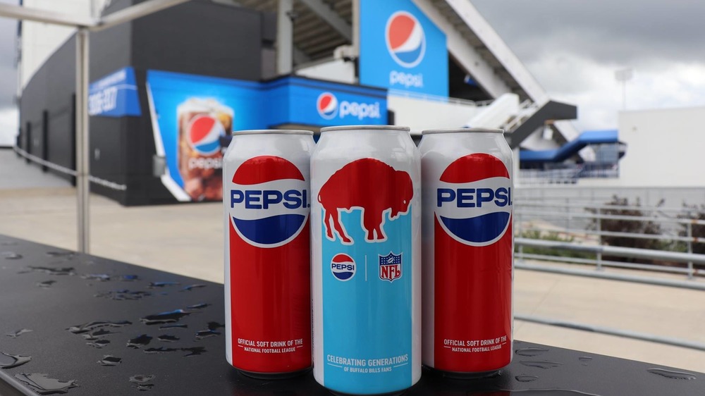 NFL pepsi cans on display 