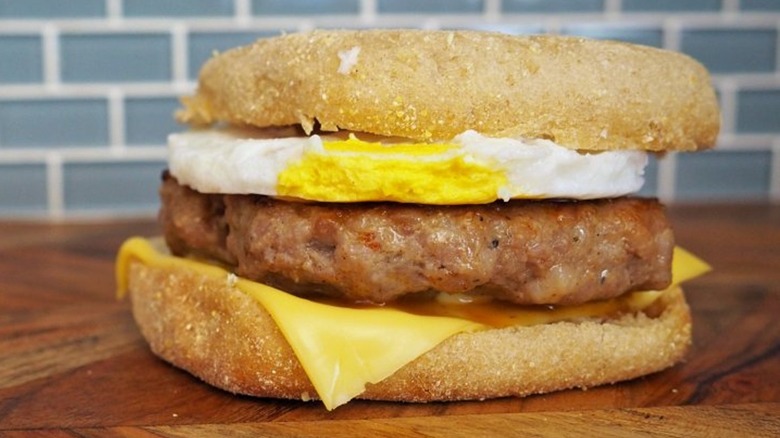Sausage and egg sandwich