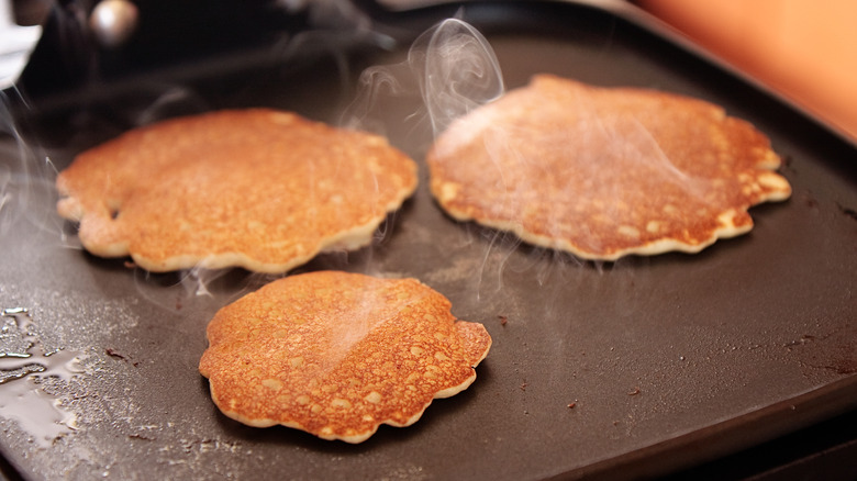 Pancakes on a griddle