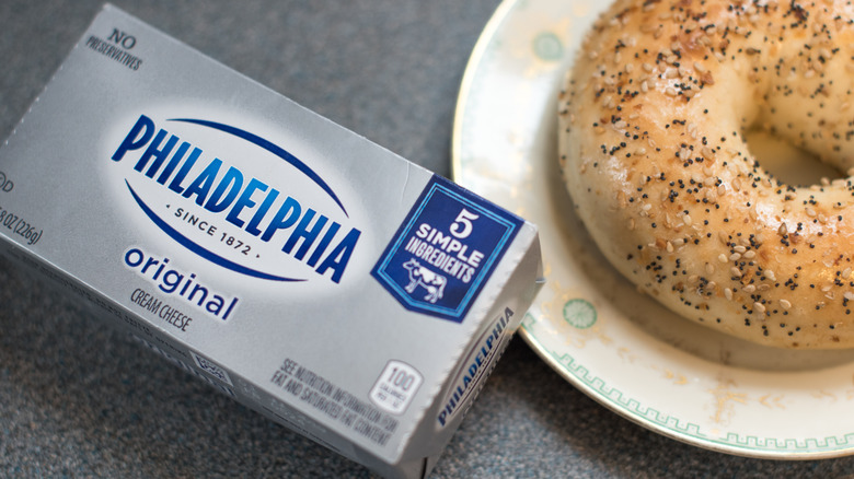 Philadelphia cream cheese and bagel