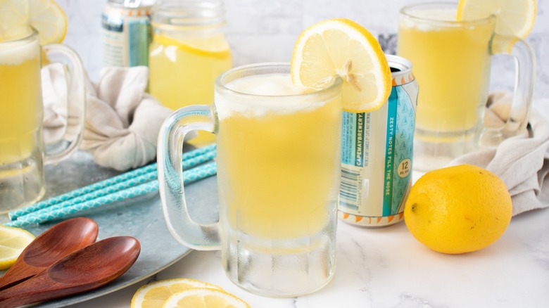 beer lemon shandy in glass