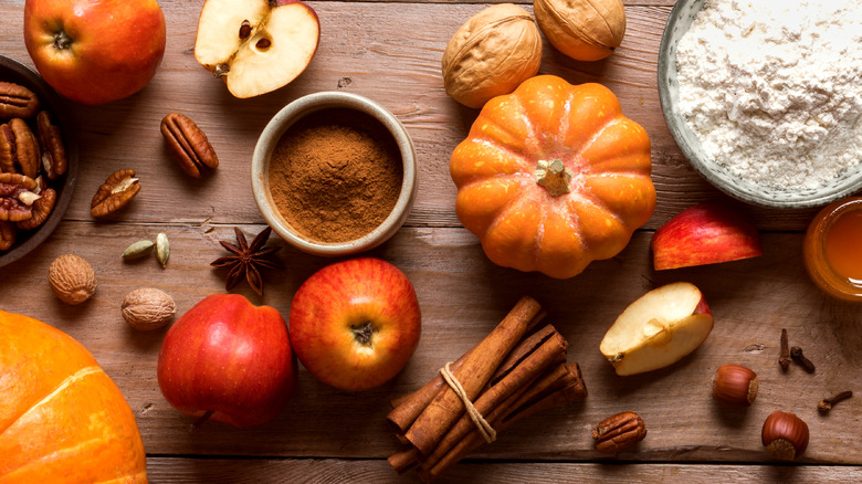 apples, cinnamon, and pumpkins