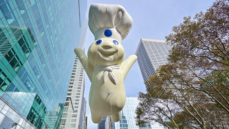Pillsbury Dough Boy parade float in the air