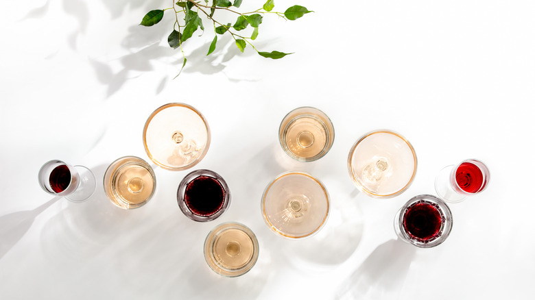 Assorted red and white wine on a table