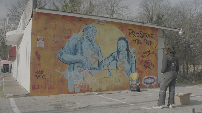 Kingsford wall art with charcoal bags