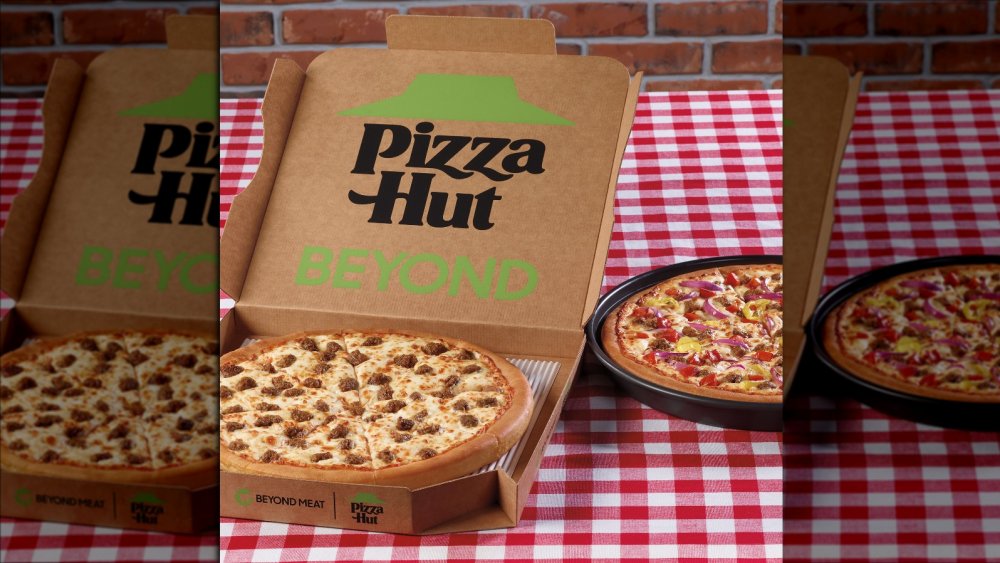 Take out box for Pizza Hut's new Beyond Meat pizzas