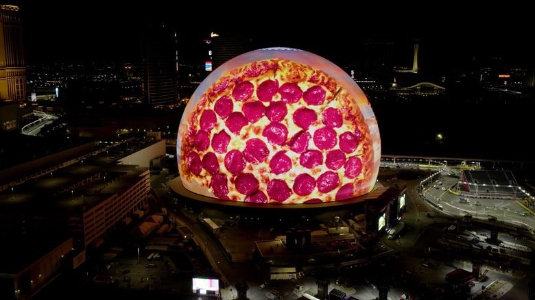 Pizza on the Vegas Sphere