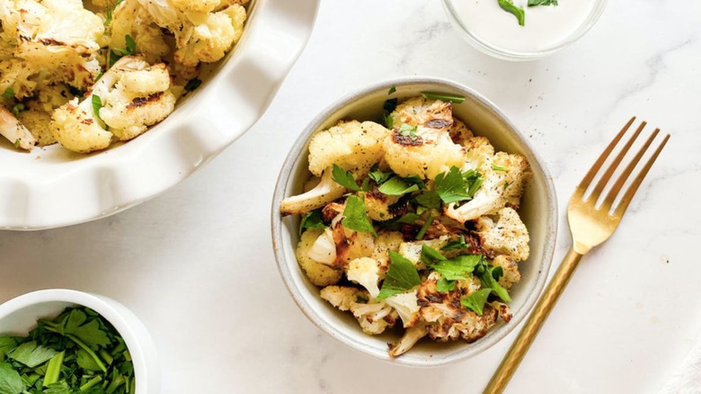 baked cauliflower with chopped parsley