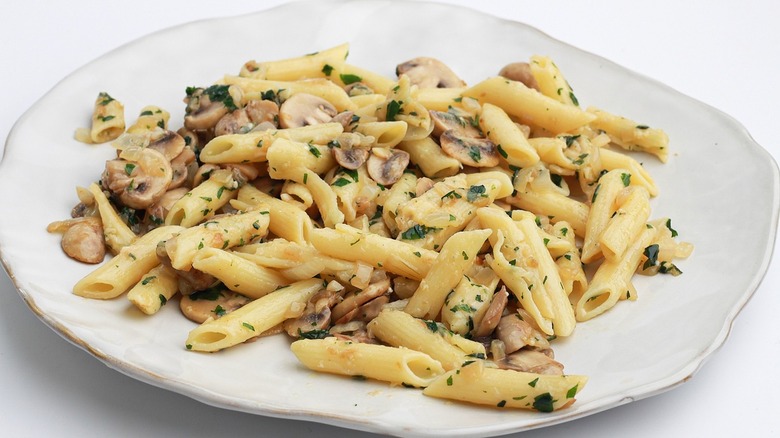 mushroom pasta on a plate