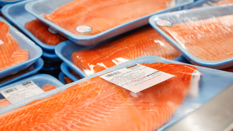 packaged salmon at Costco