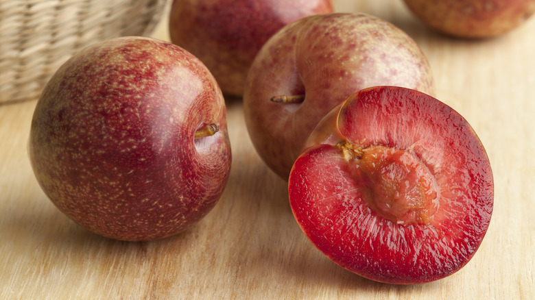 pluots on table