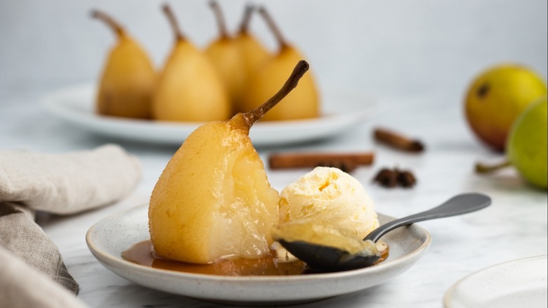 poached pears in syrup