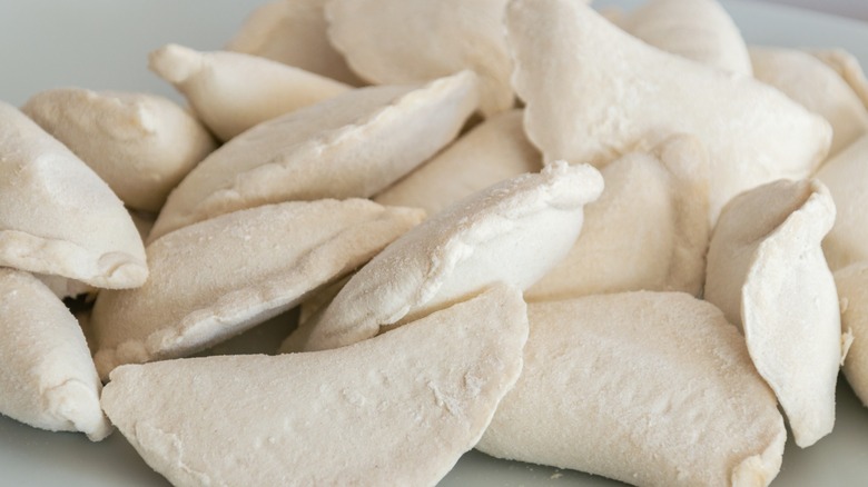 Pile of frozen pierogi