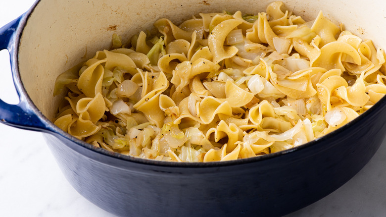 polish haluski in dutch oven