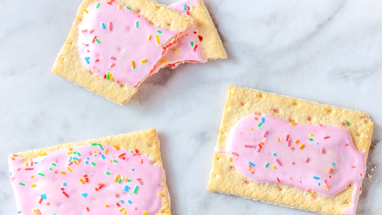 Pop tarts on light blue surface