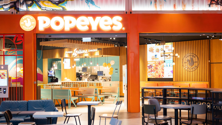 Seating at Popeyes restaurant
