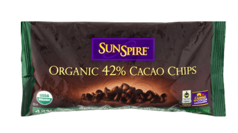 bag of 42% cacao organic chocolate chips