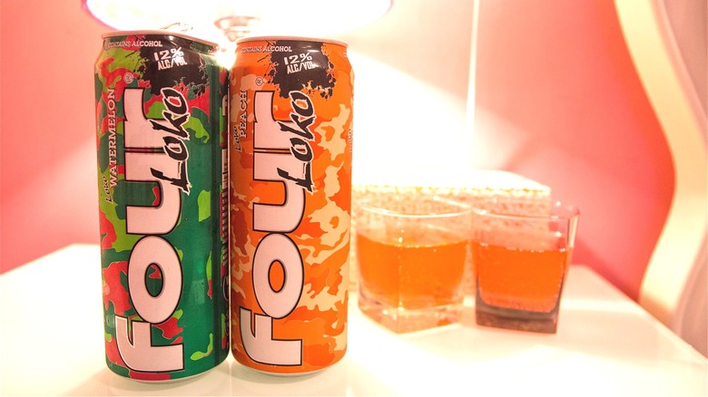 cans of Four Loko on table