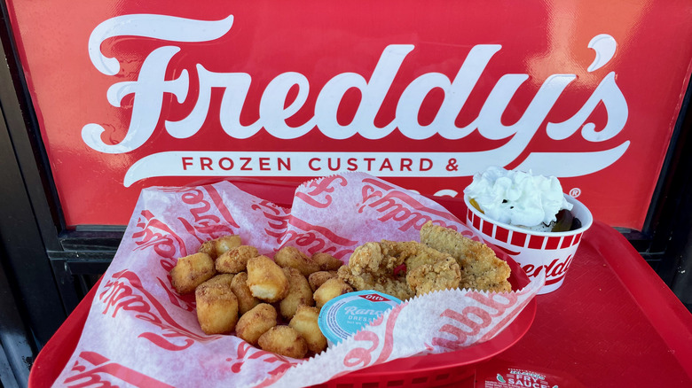 Freddy's Frozen Custard meal on tray