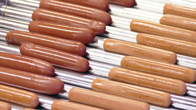 Gas station hot dogs on a roller. 