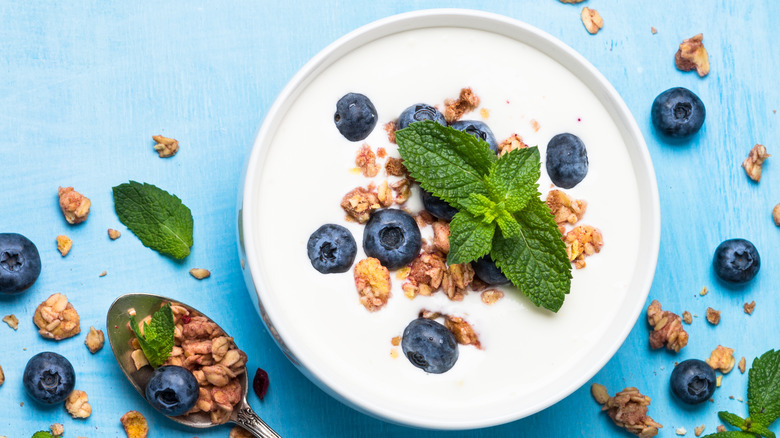 greek yogurt with blueberries