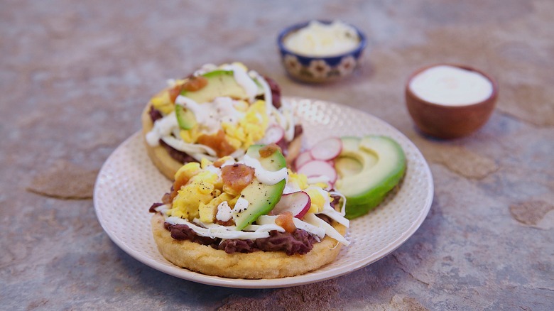 California breakfast sopes on plate
