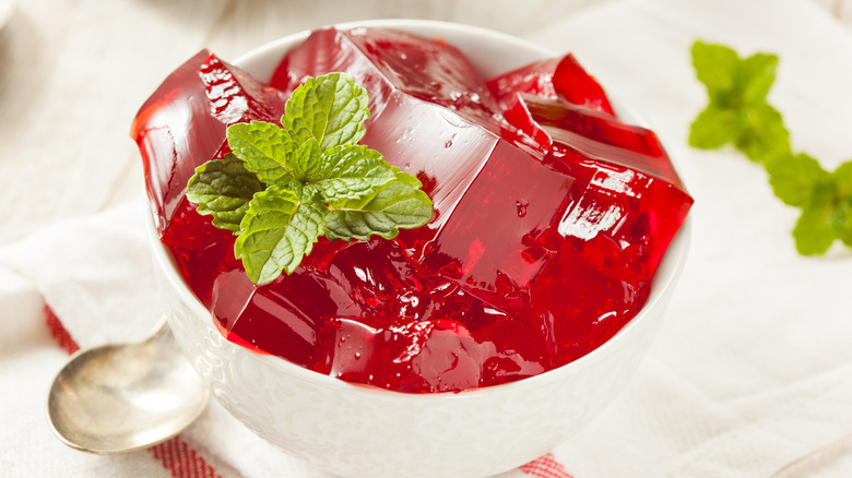 red jell-o in a bowl