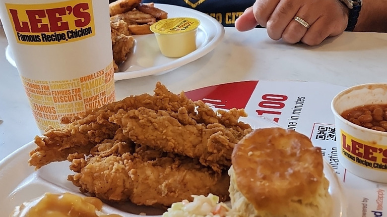 fried chicken in bins