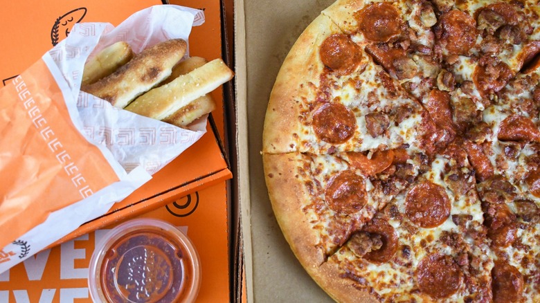 Crazy Bread and Pizza from Little Caesar's pizza