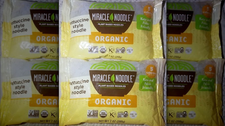 Two bags of Miracle Noodle Fettuccine 