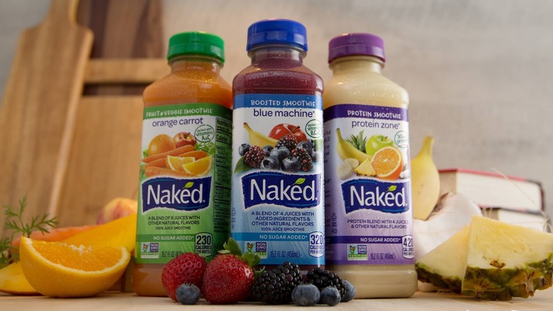 A lineup of Naked Juice Smoothies