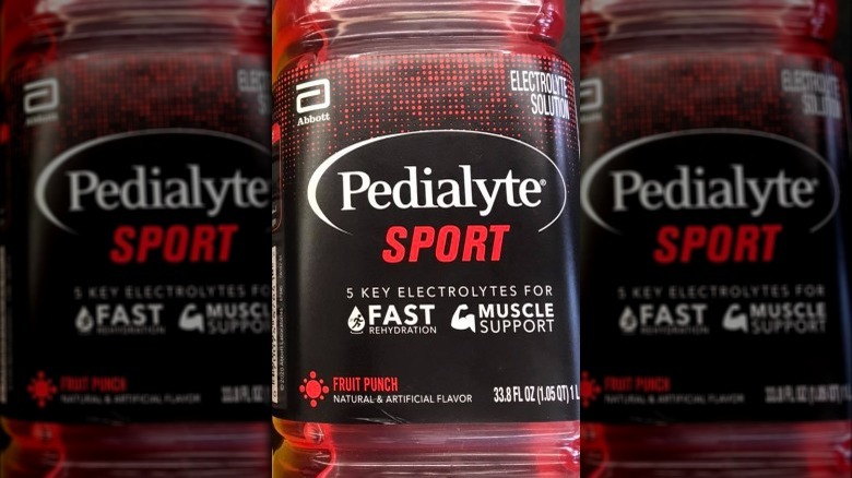 Bottle of Fruit Punch Pedialyte Sport