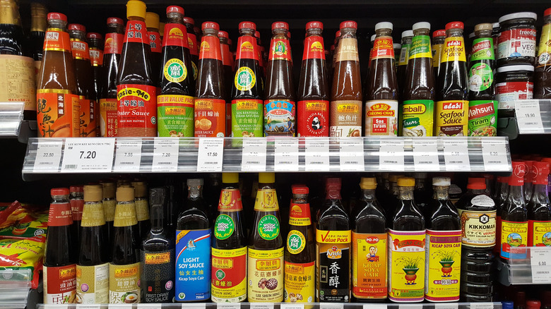 Variety of soy sauce brands 