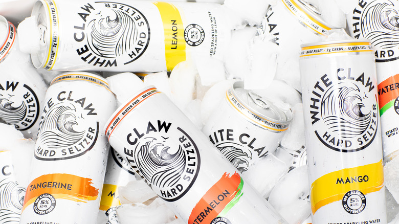 White claw cans on ice