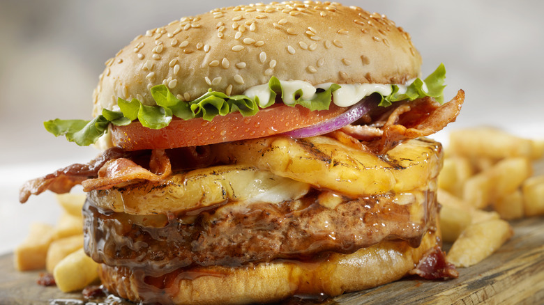 Hawaiian burger with pineapple