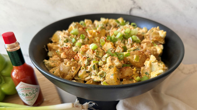 Cajun potato salad served in bowl