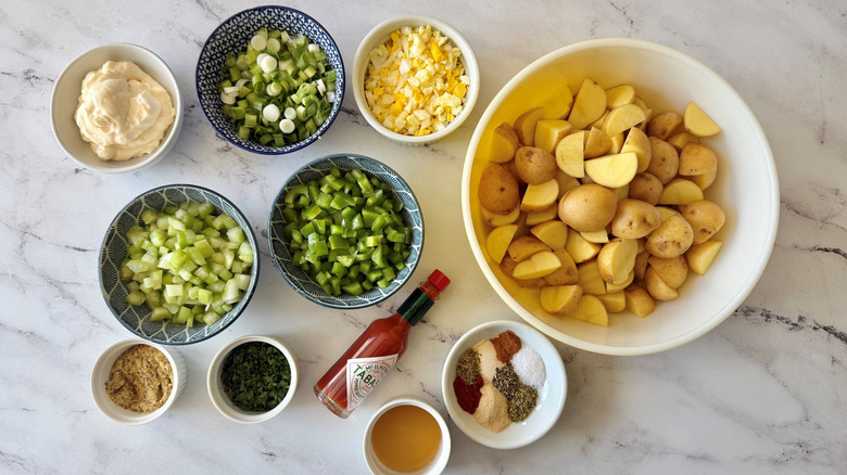 Ingredients for Cajun potato salad