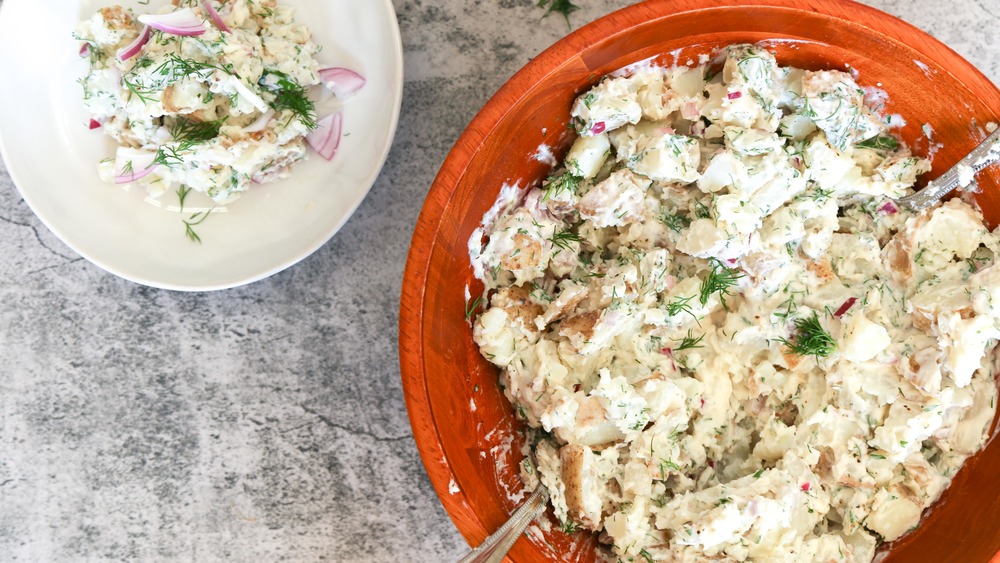 potato salad on display