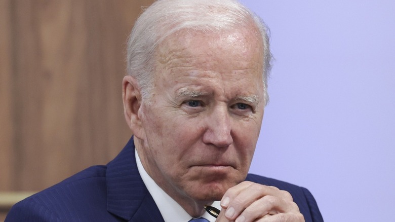 Joe Biden looking intently