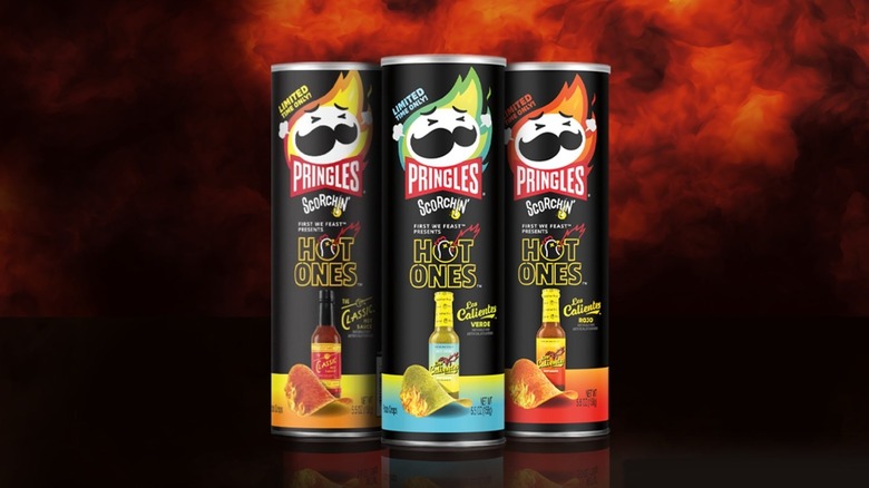 Pringles cans and red smoke