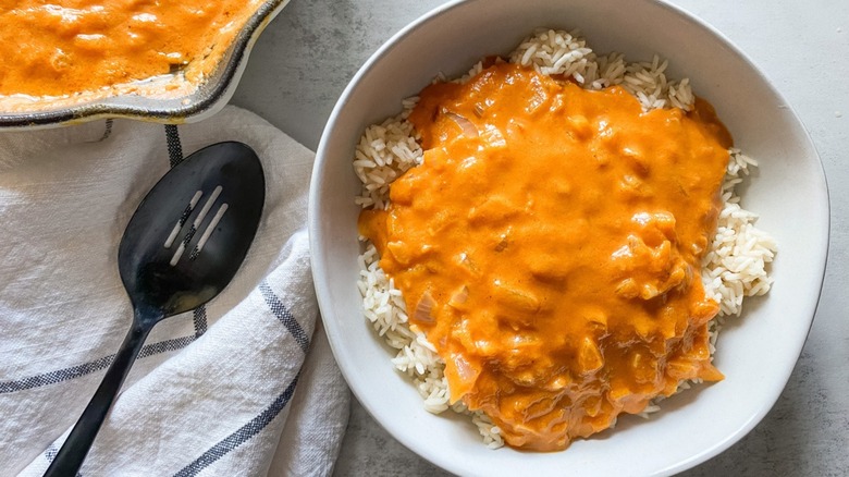 pumpkin curry sauce on rice