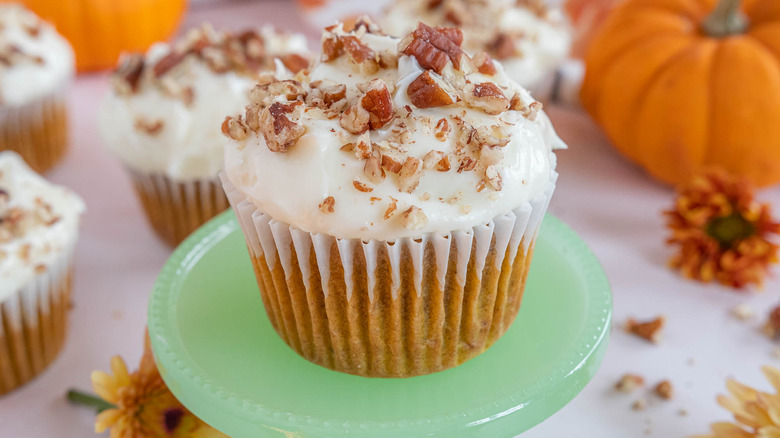 pumpkin cupcake with pecans