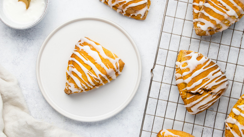 pumpkin scone on plate