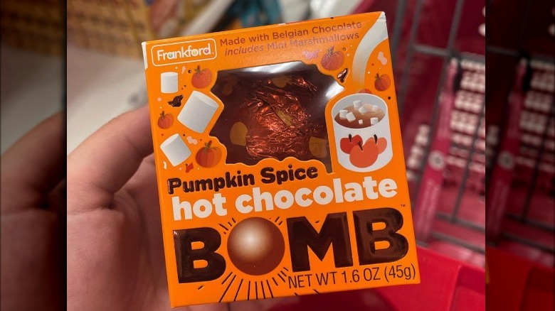 pumpkin spice hot chocolate bomb in a box